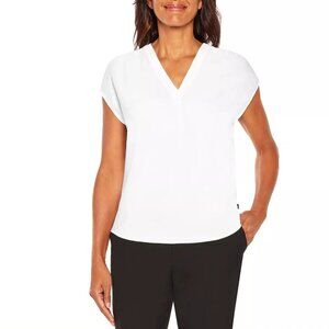 Banana Republic White V-Neck Cap Sleeve Blouse